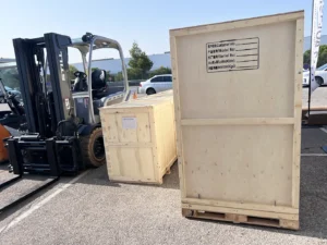 Imprimante sublimation grand format GZ Apsaras G4D-Max dans 3 caisses de transport conditionnement en trois caisses de transport imprimante sublimation GZ Apsaras G4D-Max